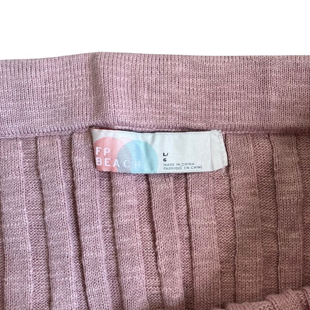 Free People Beach Sz L Veda Ribbed Knit Two Piece Skirt Set Dusty Mauve Pink - Picture 12 of 16